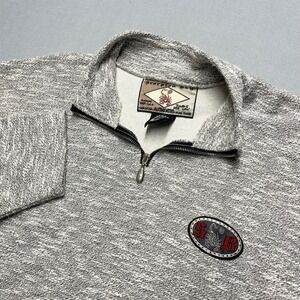 Vintage Surf Scorpion Bay Men L Gray Marl Quarter Zip Pullover Sweater Made USA